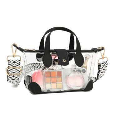 Imagem de LOXOMU Bolsa transparente para eventos de estádio transparente transparente bolsa feminina pequena bolsa de plástico aprovada por estádios, Preto, Small, Bonito