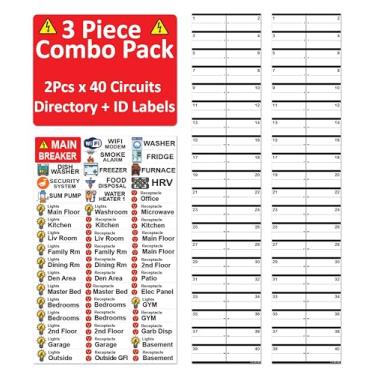 Imagem de Littversions Combo de 3 peças com lado do disjuntor de 2,5 cm, 40 circuitos, pacote com 2 e 1 pacote de etiquetas de identificação de circuito, caixa de fusíveis, disjuntor, painel elétrico, adesivos