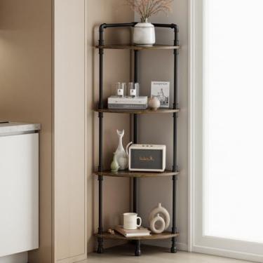 Imagem de Aduanbang Fun Memories Suporte de prateleira de canto de 4 camadas, estante cinza para banheiro, sala de estar, cozinha, escritório em casa