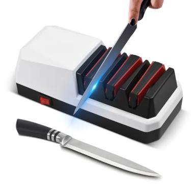 Imagem de Afinador de faca elétrico afiação 3 estágios para e polimento rápidos versátil facas cerâmicas borda reta serrilhadas com roda moagem diamante potente