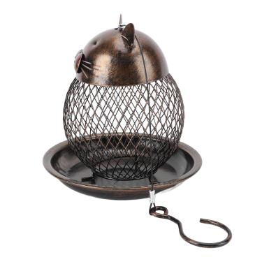 Imagem de aqxreight Alimentador de Pássaros Pendurado para Exterior à Prova de Esquilo de Ferro Retro Gato Em Forma de Malha de Metal Alimentador de Pássaros Selvagens para DecoraçãO de Jardim Evitando Cobrir