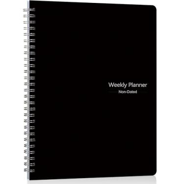 Imagem de Agenda semanal sem data, caderno de 52 semanas para fazer com agenda com rastreador de hábitos, encadernação em espiral e capa à prova d'água, agenda semanal para objetivos semanais/planejador de