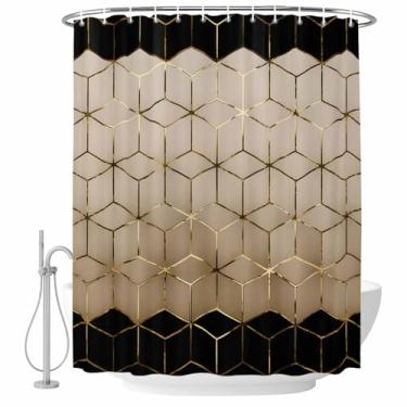 Imagem de Cortina de chuveiro geométrica marrom ombré arte abstrata conjunto de cortinas de chuveiro tecido impermeável cortina de banho para banheiro decoração de banheira acessórios de casa 182 x 182