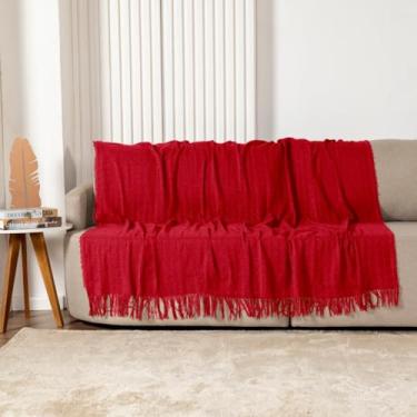 Imagem de Manta Xale Protetor De Sofá Cama Decoração Artesanal Premium 100% Algodão Grande 1,70x2,40 (Vermelho)
