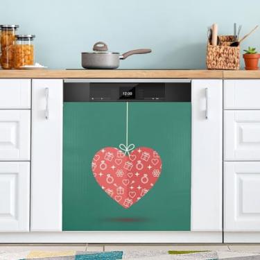 Imagem de ATTX Capa magnética para lava-louças coração concêntrico dos namorados | Adesivo decorativo de eletrodomésticos de 58,4 cm x 66 cm para armários domésticos e eletrodomésticos #231