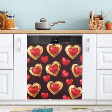 Imagem de ATTX Capa de ímã de lava-louças com padrão de flores | Adesivo decorativo de eletrodomésticos de 58 x 66 cm para armários domésticos e eletrodomésticos #46