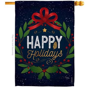 Imagem de Breeze Decor H114149 Guirlanda de Natal Natal Natal Decorativa Bandeira de Jardim Vertical 28" x 101,6 cm, Multicolorido