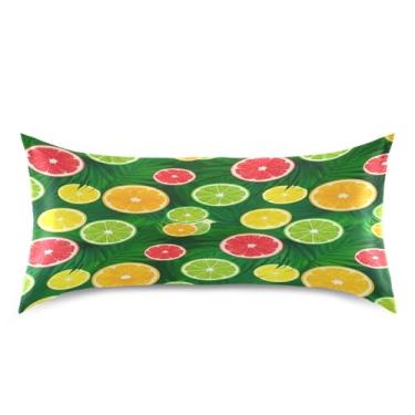 Imagem de Wassud Fronha de cetim com limões coloridos para cabelo e pele, fronhas de seda lisa, tamanho king size, respirável, com fecho de envelope