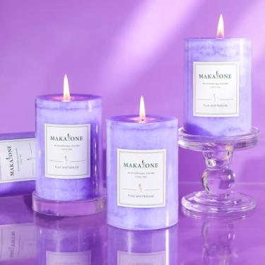 Imagem de Velas de pilar de lavanda de soja de 7 x 10 cm