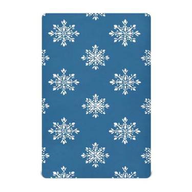 Imagem de Wassud Jogo de lençol abstrato azul com floco de neve para berço respirável para meninos e meninas, lençol com elástico, neutro, 68 x 99 cm