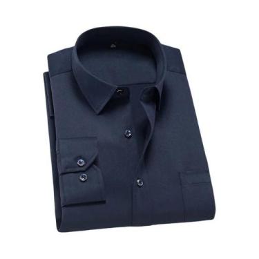 Imagem de Camisa Social Masculina Slim Fit De Manga Longa Antirrugas Com Bolso S