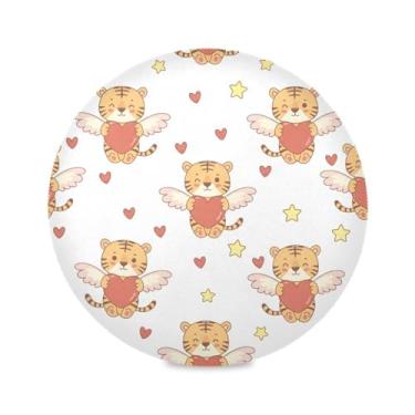 Imagem de Wassud Jogo americano tapetes redondos com asas de anjo de tigre para cozinha e jantar, tapetes laváveis e resistentes ao calor, decoração de mesa 39 cm