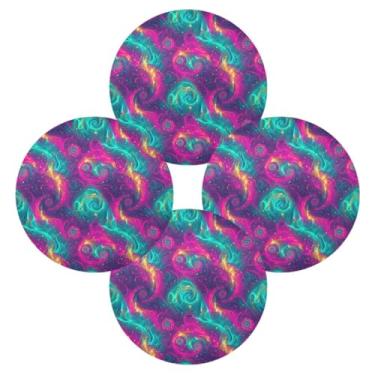 Imagem de Wassud Jogo americano conjunto de 4 tapetes de mesa redondos com espiral cósmico para cozinha e jantar, lavável e resistente ao calor, decoração de mesa 39 cm