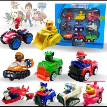 Imagem de Brinquedo Infantil Kit Coleção 9 Carrinhos Patrulha Canina Fricção Bri