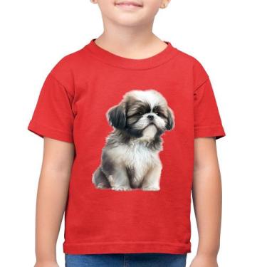 Imagem de Camiseta Algodão Infantil Cachorro Shih Tzu Filhote - Foca na Moda, Ve