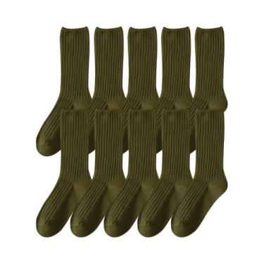 Imagem de Meias Longas De Algodão Retro Femininas 10 Pares Em Cores Sólidas Ajus