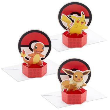 Imagem de Hallmark Paper Wonder Pokémon Mini Pop Up Cards (3 cartas: Pikachu, Eevee, Charmander) para aniversários, dia dos namorados, crianças