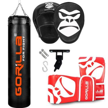 Imagem de Kit Saco De Pancada PRO 160Cm + Manopla De Foco + Luva Bate Saco Pro + Suporte Articulado Gorilla-Unissex