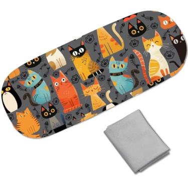 Imagem de CREATCABIN Estojo de couro para óculos de sol, capa rígida para óculos, porta-óculos, portátil, viagem, bolsa de armazenamento de óculos, capa protetora, pano de limpeza, presente para mulheres e