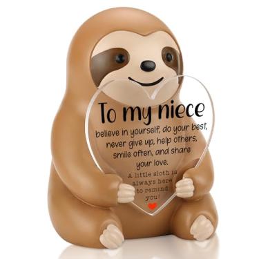 Imagem de CINRLLA Presente de incentivo para estatueta de sobrinha preguiça, decoração de mesa inspiradora para meninas adolescentes, presente de motivação positiva de tia ou tio, presente de agradecimento de