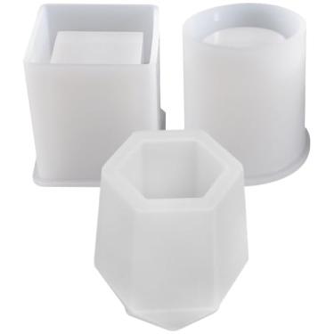 Imagem de DIYEAH Conjunto de 3 Moldes de Silicone para Artesanato Diy - Formatos Redondo, Quadrado E Em Formato de para Criar Porta-canetas Personalizados, Organizadores de Resina E Itens de Decoração para