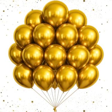 Imagem de Kit 50 Un Balão Metalizado N° 10 Decoração Festa Aniversário Evento Comemoração (Dourado)