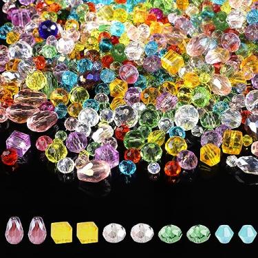 Imagem de Kit de 900 contas de vidro de cristal, contas de cristal mistas de 4/6/8 mm para fazer joias de vidro solto com caixa de recipiente perfurada para colar faça você mesmo, brinco, pulseira, artesanato