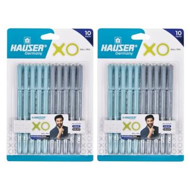 Imagem de Hauser Conjunto de canetas esferográficas XO | Tipo de corpo sólido com ponta ultra durável | 10 peças de tinta azul e 10 peças de tinta preta