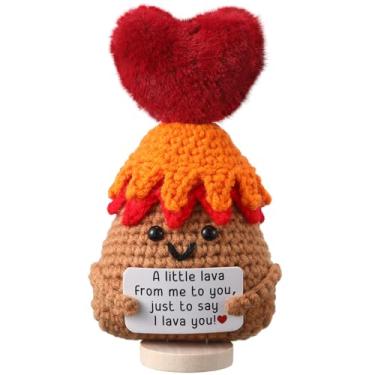 Imagem de Seenelling Valentine's Day Gift I Lava You Crochet Volcano Heart Plush Toy with Card Stuffed Animal Funny Handmade Emotional Encourage Support Doll Desk Cute Love Gift for Girlfriend Boyfriend Wife