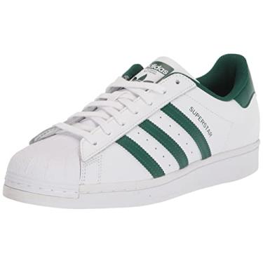 Imagem de adidas Originals Tênis masculino Superstar, Branco/Verde universitário/Branco, 7
