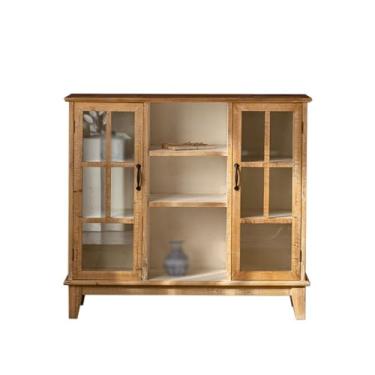 Imagem de Armário buffet retrô armário de armazenamento de cozinha aparador B & B armário de armazenamento madeira maciça sala de estar armário de exibição de vinho aparador