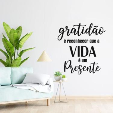 Imagem de Adesivo Parede Gratidão Vida Presente Decorativo 65x70cm - Teu Adesivo