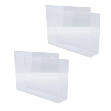 Imagem de AYNEFY Bolso de Parede Organizador de Arquivo de Parede 2 Peças Suporte de Arquivo de Acrílico Transparente Montagem na Suporte de de Bolso de Autoadesivo Armazenamento para Pasta de Cartas Brochura