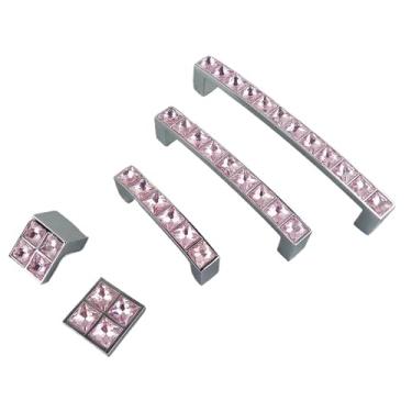 Imagem de CXYFQUUK Puxador de diamante de vidro cristal para puxadores de mesa de gaveta de móveis, armários de cozinha, armários de armário, puxadores de cômoda 2 peças (A 128 mm)