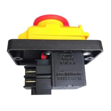 Imagem de KJD12 Interruptores de botão eletromagnéticos à prova d'água para tornos com tampa de parada de emergência 4 pinos 16A