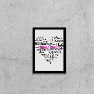 Imagem de Quadro Minha Dinda Qualidades Coração Branco 24X18Cm