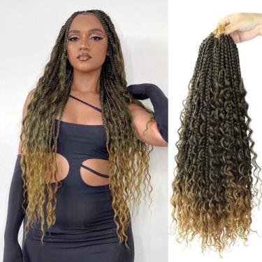 Imagem de Cabelo de crochê Goddess Box Braids com pontas encaracoladas, 22 poleg