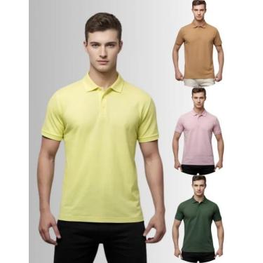 Imagem de Kit 4 Camisas Masculina Gola Polo Piquet Poliéster - Genérica, Am bebê
