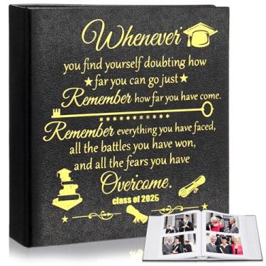 Imagem de ReliThick Álbum De Fotos Formatura Com 200 Peças, 4 X 6 Polegadas, Couro 2025, Janela Frontal, Recortes Memórias Para Presente Natal, Faculdade, Ensino Médio (Fresco)