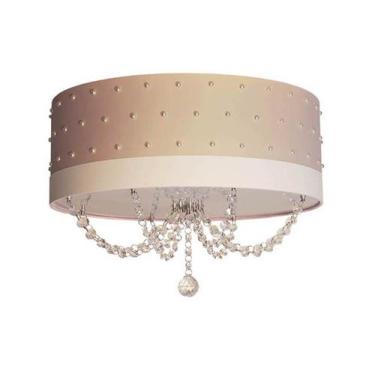 Imagem de Luminária Infantil 40x15 Quarto Menina Pérolas Com Cristal Cáqui - Tom