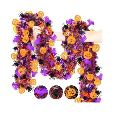 Imagem de Guirlanda De Morcego E Abóbora Com Glitter Para Halloween, Decoração S