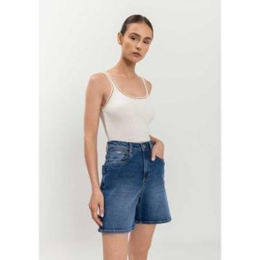 Imagem de Bermuda Jeans Com Cintura Alta E Bolsos Funcionais-Feminino