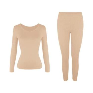 Imagem de Conjunto De Roupa Térmica Feminina S-3XL Forrado Com Fleece Camada Bas