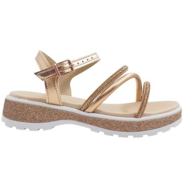 Imagem de Sandália Infantil Menina Papete Casual Dia a Dia Escola Passeio com Strass Metalizada Tratorada Molekinha 2361.205