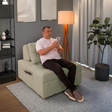 Imagem de Puff Cama Cozy Retratil Multiuso 3 Em 1 Sala/Quarto Revestimento Bouclê Verde Olivia Casa Imperial