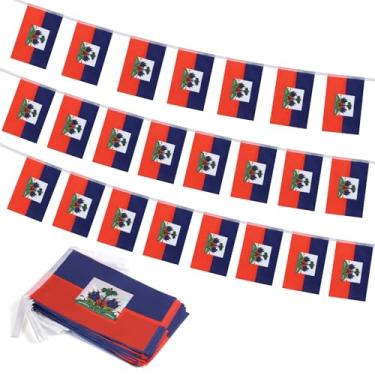 Imagem de Bandeira do Haiti, mini bandeiras haitianas pequenas decoração patriótica para festa, sala de aula, eventos esportivos, 90 metros e 30 bandeiras
