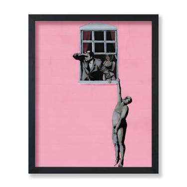 Imagem de Poster Master Pôster Well Hung Lover - Naked Man Hanging From Window Print - Naked Man Illustration Art - Banksy Piece - Ótima decoração de parede para sala de estar ou quarto - Decoração de parede