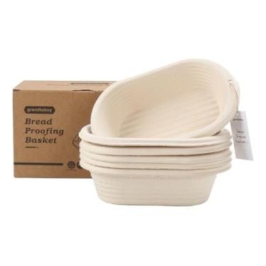 Imagem de Cesta oval de 15 x 25 cm à prova de pão de polpa com 30 peças de forro para pão para pão profissional e caseiro