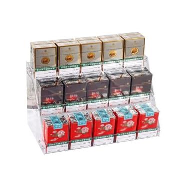Imagem de Rack de exibição de cigarro de acrílico montado na parede para supermercados e lojas de conveniência, vitrine de varejo com gerente de armazenamento, 29,5 x 16 x 21,8 cm, perfeito para organização de