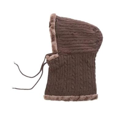 Imagem de Gorro De Inverno Unissex Tricotado Com Proteção De Pescoço Forrada De 